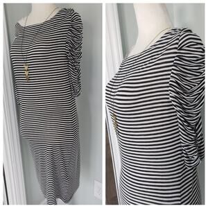 New Tulle striped ruched sleeved dress
